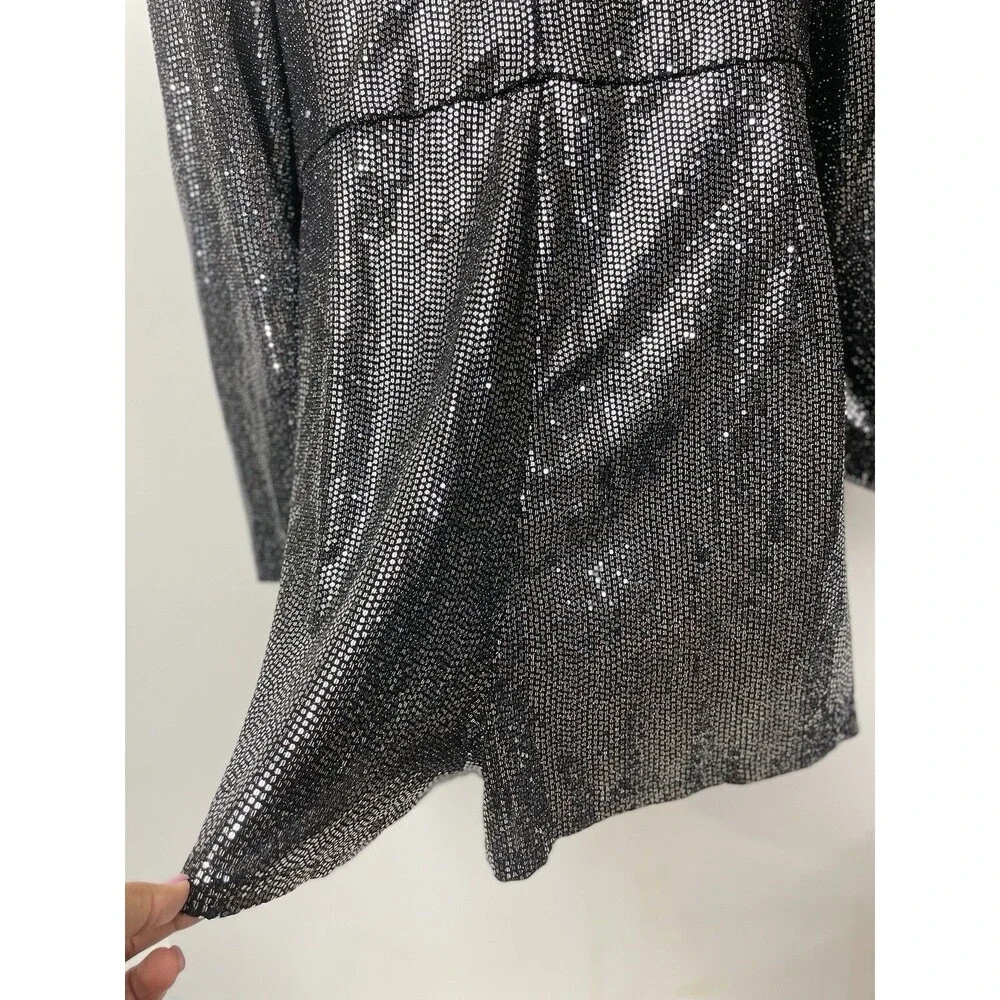 NEW SILVER SHINY JUMPSUIT PLAYSUIT Size 1X B13 - Picture 7 of 9